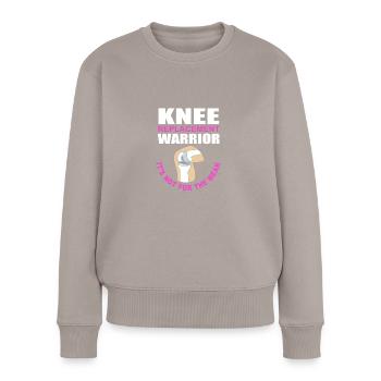 Knie Operation - Frauen Premium Bio Pullover - Taupe - Vorne - Julia (174cm)