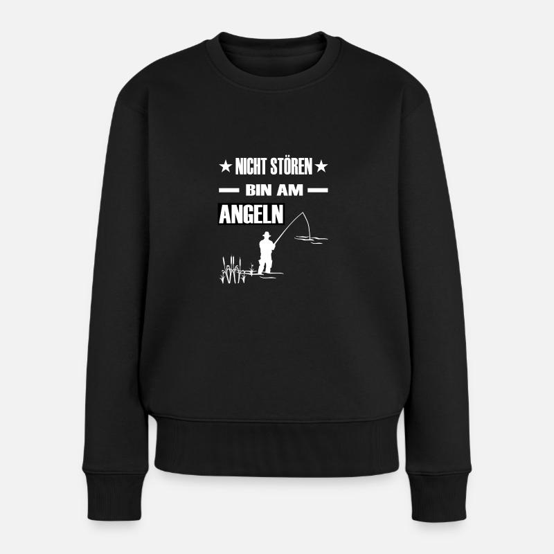 Angeln - Frauen Premium Bio Pullover - Schwarz