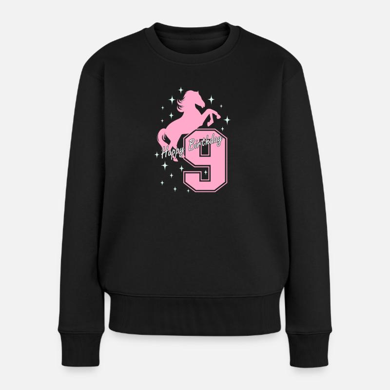 9. Geburtstag Reiten Pferd Reitstall - Frauen Premium Bio Pullover - Schwarz