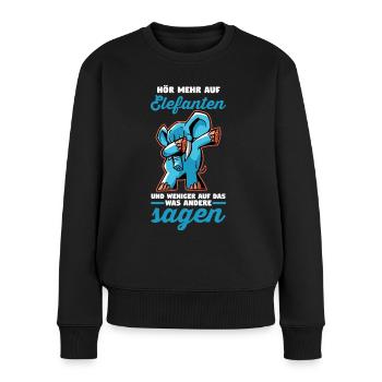 Dickhäuter Rüsseltier Dabbing Elefant - Frauen Premium Bio Pullover - Schwarz - Vorne - Julia (174cm)