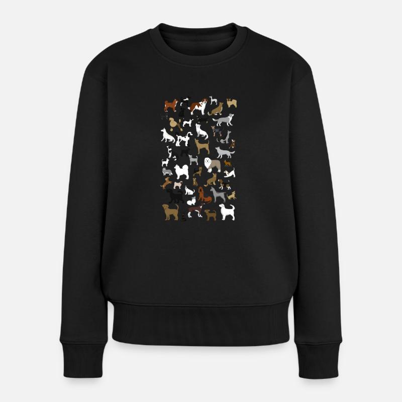 Viele Hunde Pixel - Frauen Premium Bio Pullover - Schwarz