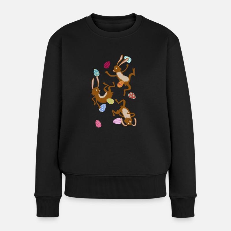 fallende Osterhasen - Frauen Premium Bio Pullover - Schwarz