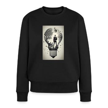 homme à l’intérieur d’une ampoule - Pull Premium bio Femme - noir - Devant - Julia (174cm)
