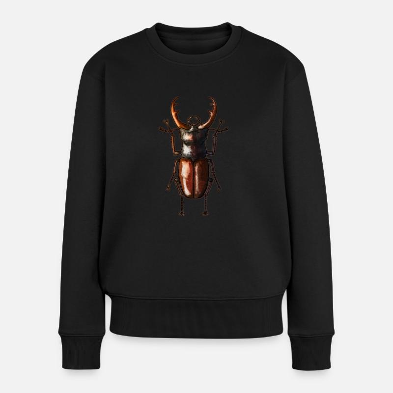 Hirschkäfer - Frauen Premium Bio Pullover - Schwarz