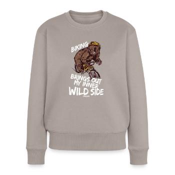 Biking - Frauen Premium Bio Pullover - Taupe - Vorne - Julia (174cm)