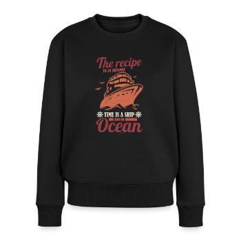 Schiff Ozean Kreuzfahrt Spruch - Frauen Premium Bio Pullover - Schwarz - Vorne - Julia (174cm)