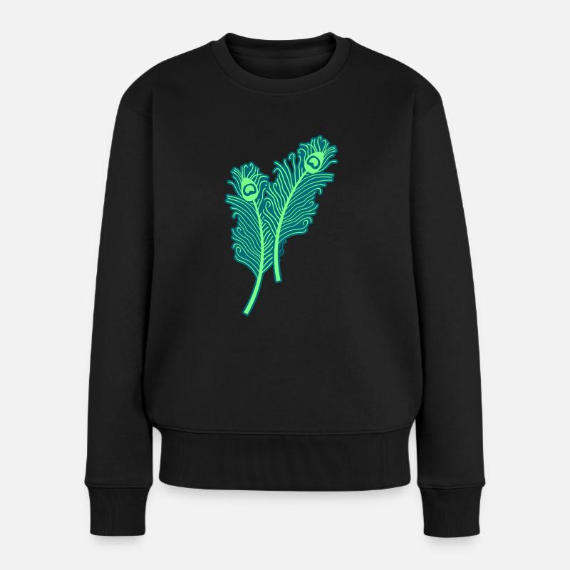 pfau feathers - Frauen Premium Bio Pullover - Schwarz