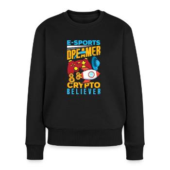 Crypto-monnaie Récompenses Gaming Blockchain Gamer - Pull Premium bio Femme - noir - Devant - Julia (174cm)