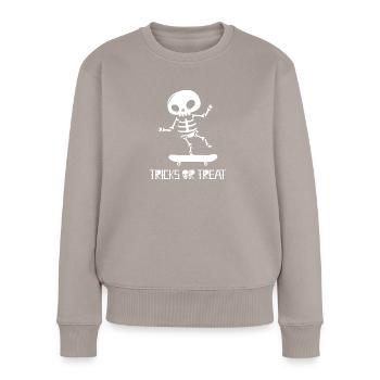 Halloween Skateboard Skeleton Tricks Or Treat - Women's Premium Organic Jumper - taupe - Front - Julia (174cm)