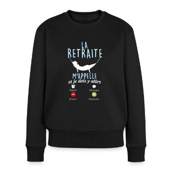 Retraite Femme La retraite M'Appelle - Pull Premium bio Femme - noir - Devant - Julia (174cm)