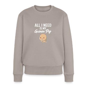 Tout ce dont j’ai besoin, c’est de mon cochon d’Inde - Meerschwein Design - Pull Premium bio Femme - taupe - Devant - Julia (174cm)