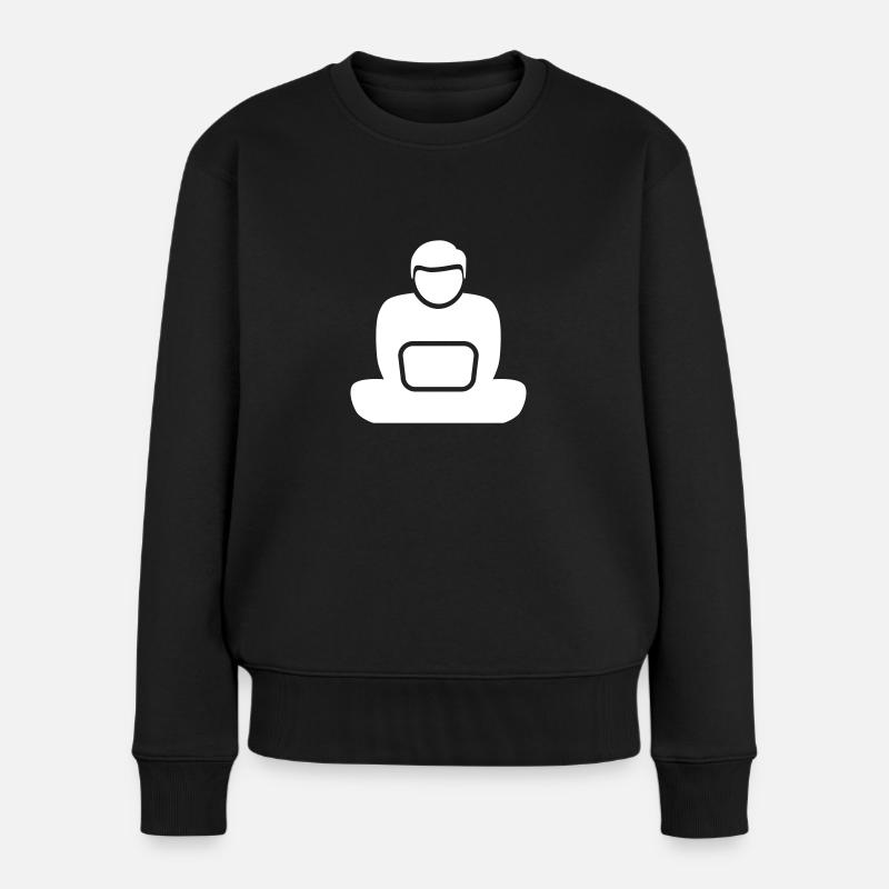 Laptop Work and Travel - Frauen Premium Bio Pullover - Schwarz