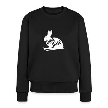 Hasenoma Oma Hase Skifahren Ski Häschen Skifahrer - Frauen Premium Bio Pullover - Schwarz - Vorne - Julia (174cm)