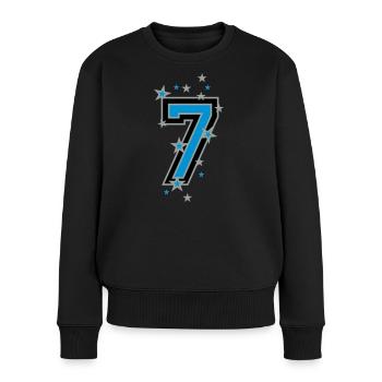 Le nombre sept, et les étoiles 7 - Pull Premium bio Femme - noir - Devant - Julia (174cm)