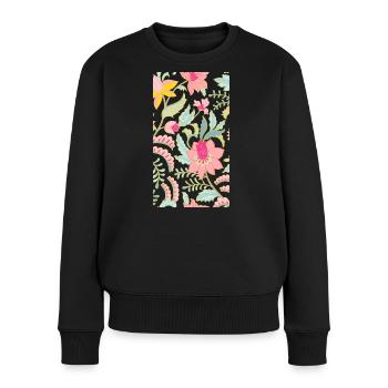 Blumen - Frauen Premium Bio Pullover - Schwarz - Vorne - Julia (174cm)
