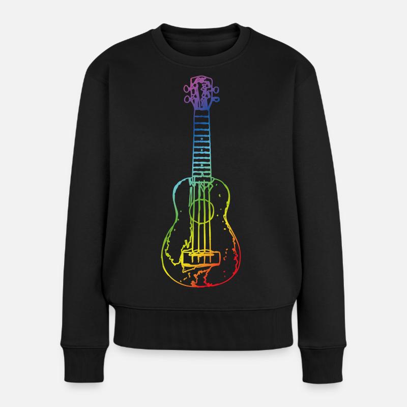 Ukulele im Vintage-Stil - Frauen Premium Bio Pullover - Schwarz