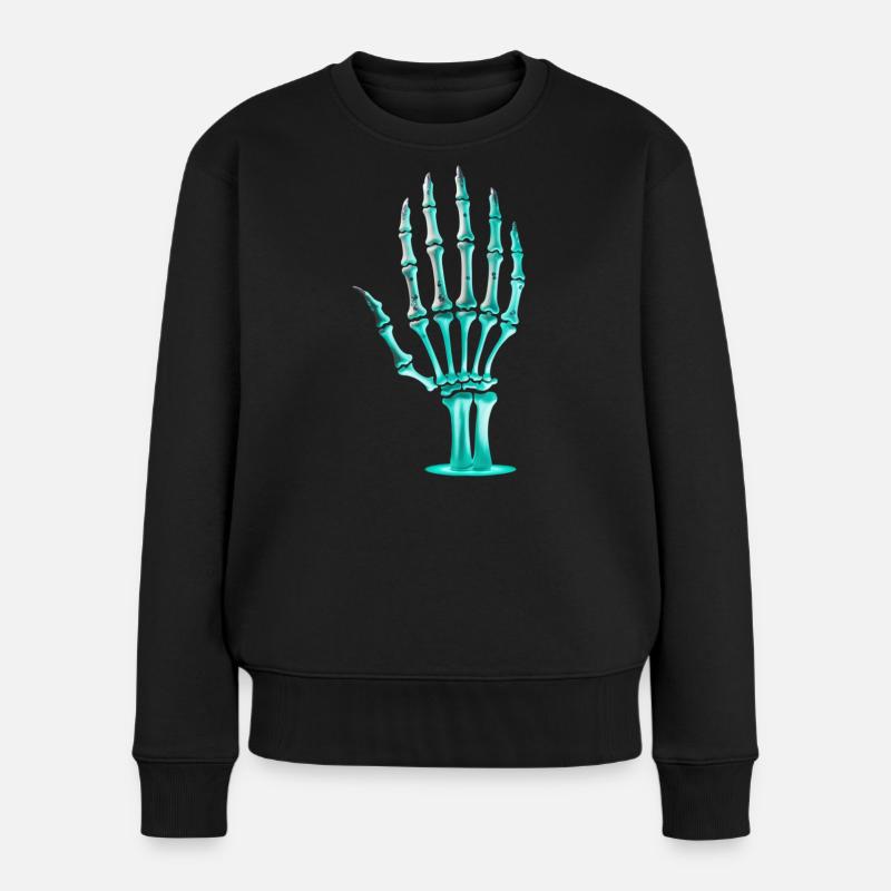 Halloween Skelett Hand - Frauen Premium Bio Pullover - Schwarz