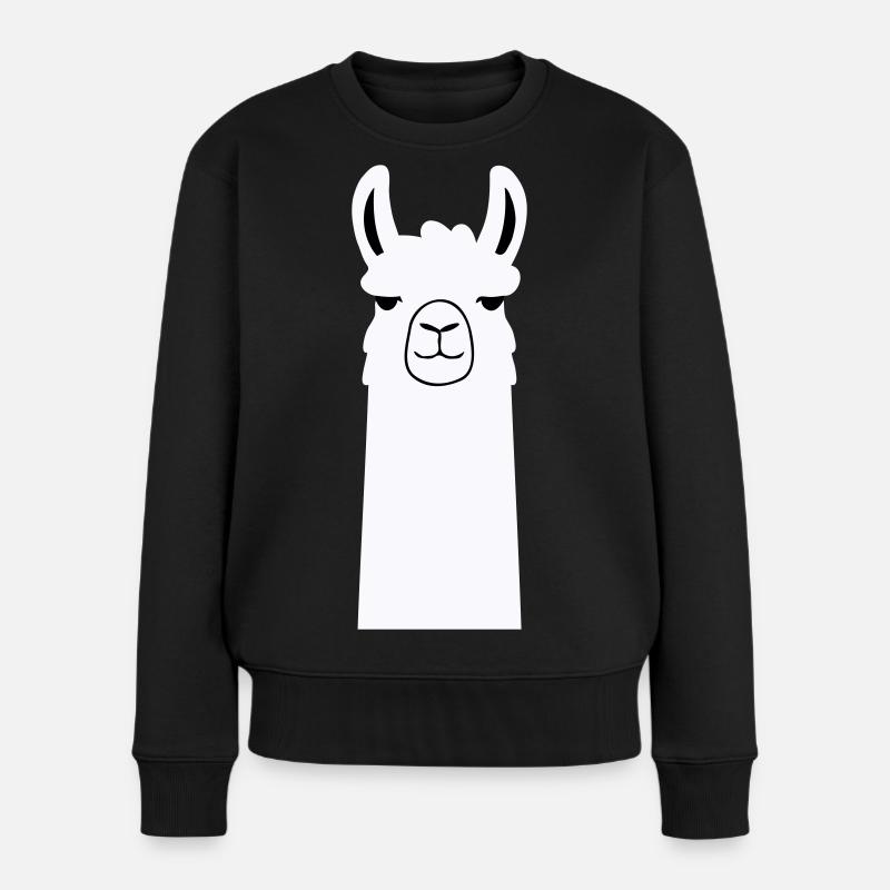 Adorable lama de dessin animé - Pull Premium bio Femme - noir