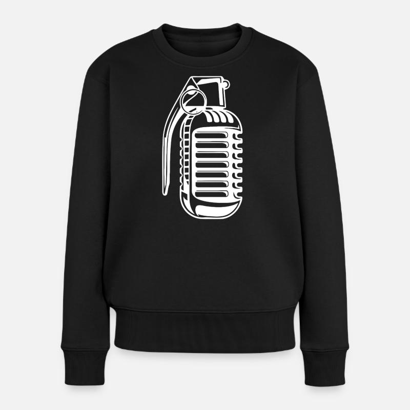 Illustration de musique de microphone vintage - Pull Premium bio Femme - noir