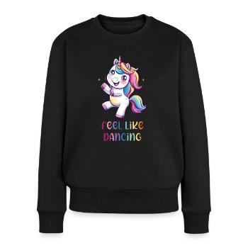 Feel Like Dancing - Einhorn - Tanzen - Frauen Premium Bio Pullover - Schwarz - Vorne - Julia (174cm)