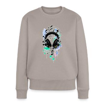 Kopfhörer - Frauen Premium Bio Pullover - Taupe - Vorne - Julia (174cm)