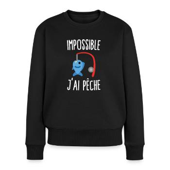 Impossible j'ai pêche - Pull Premium bio Femme - noir - Devant - Julia (174cm)