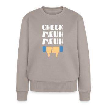 Check meuh meuh - Frauen Premium Bio Pullover - Taupe - Vorne - Julia (174cm)