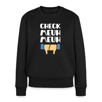 Check meuh meuh - Frauen Premium Bio Pullover - Schwarz - Vorne - Julia (174cm)