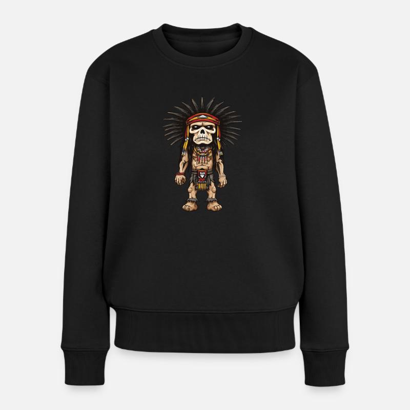 Apache Indianer - Frauen Premium Bio Pullover - Schwarz