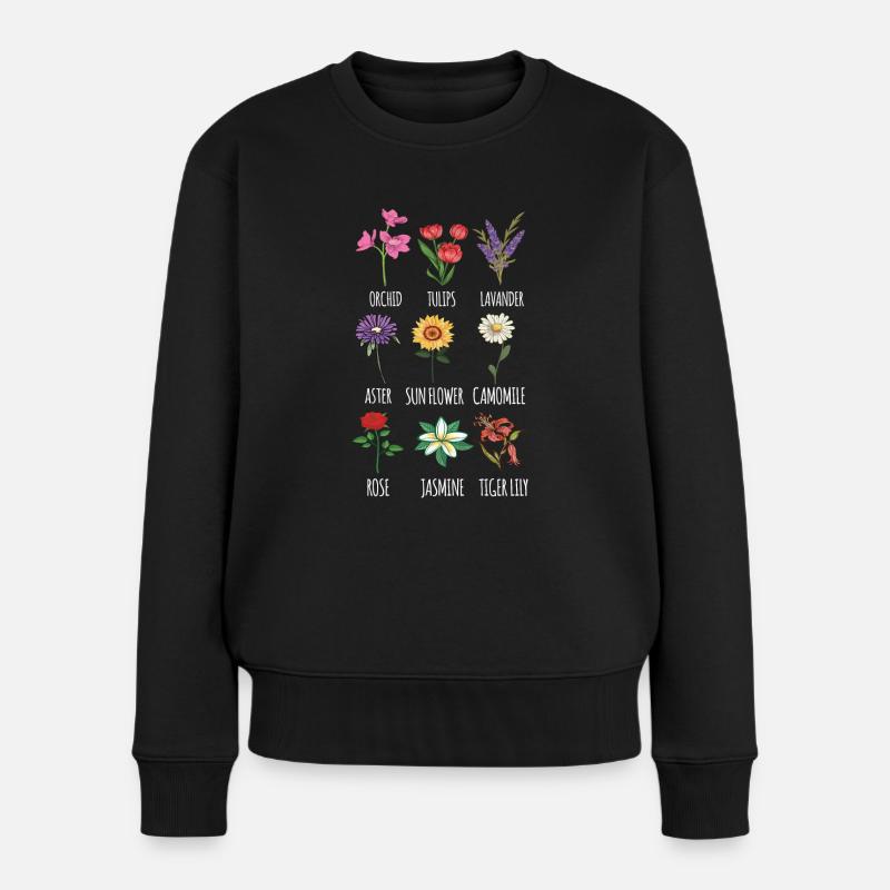 Schöne botanische Blumen Grafik Florist Geschenk - Frauen Premium Bio Pullover - Schwarz