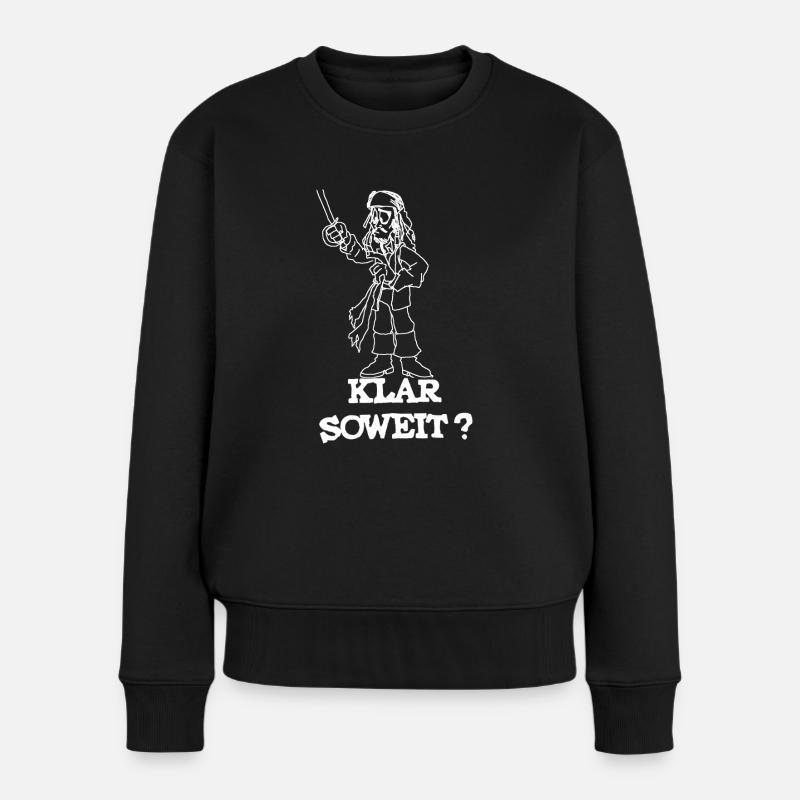 Pirat klar soweit - Frauen Premium Bio Pullover - Schwarz
