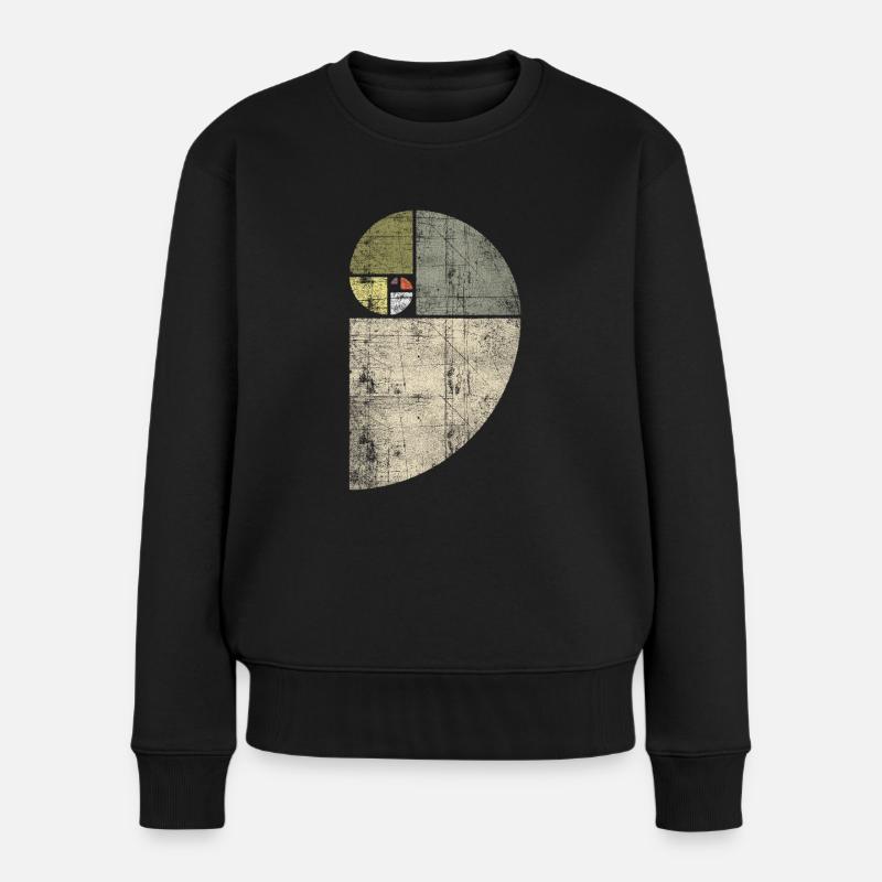 Distressed Fibonacci Spirale - Frauen Premium Bio Pullover - Schwarz