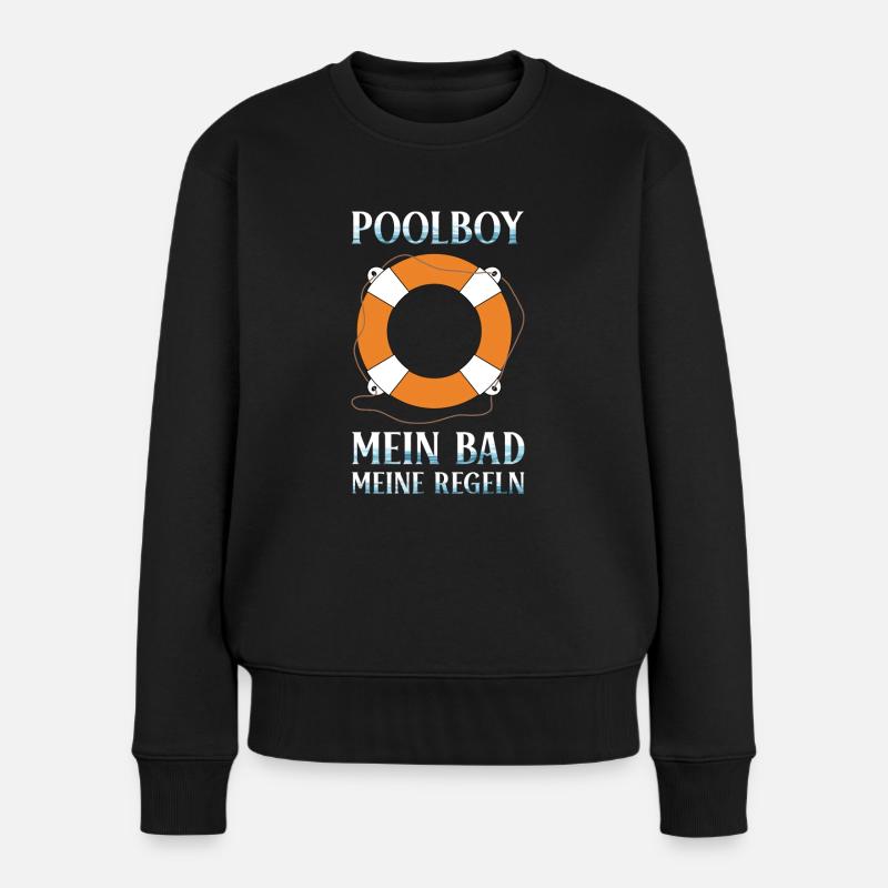 Poolboy Schwimmbad Bademeister - Frauen Premium Bio Pullover - Schwarz