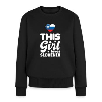 Slowenien Flagge Balkan Slowenische Fahne Vintage - Frauen Premium Bio Pullover - Schwarz - Vorne - Julia (174cm)