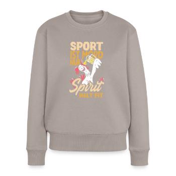 Sport ist Mord nur Sprit hält fit Biertrinker & - Frauen Premium Bio Pullover - Taupe - Vorne - Julia (174cm)