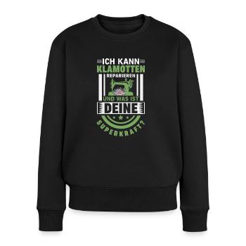 ich kann klamotten reparieren und was ist deine su - Frauen Premium Bio Pullover - Schwarz - Vorne - Julia (174cm)