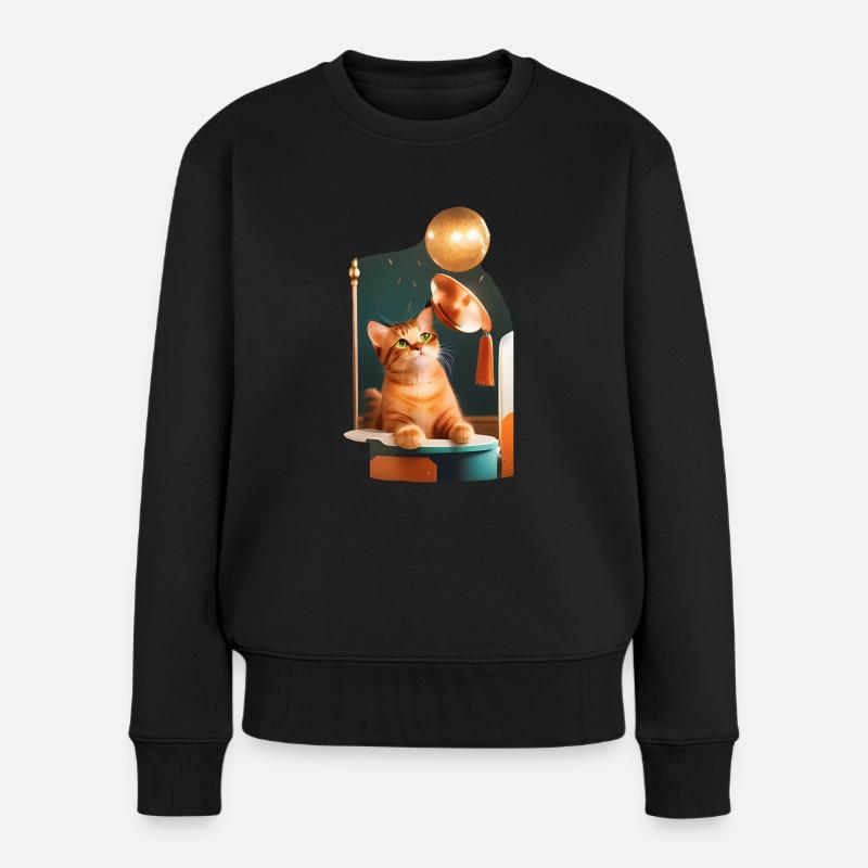 Katze, Katze, Katze - Frauen Premium Bio Pullover - Schwarz