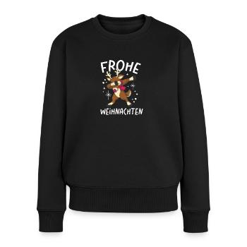 Frohe Weihnachten Rentier Lustig - Frauen Premium Bio Pullover - Schwarz - Vorne - Julia (174cm)