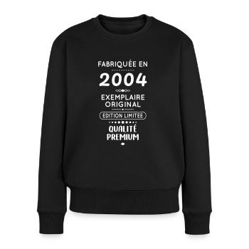Anniversaire 18 ans - Fabriquée en 2004 - Pull Premium bio Femme - noir - Devant - Julia (174cm)