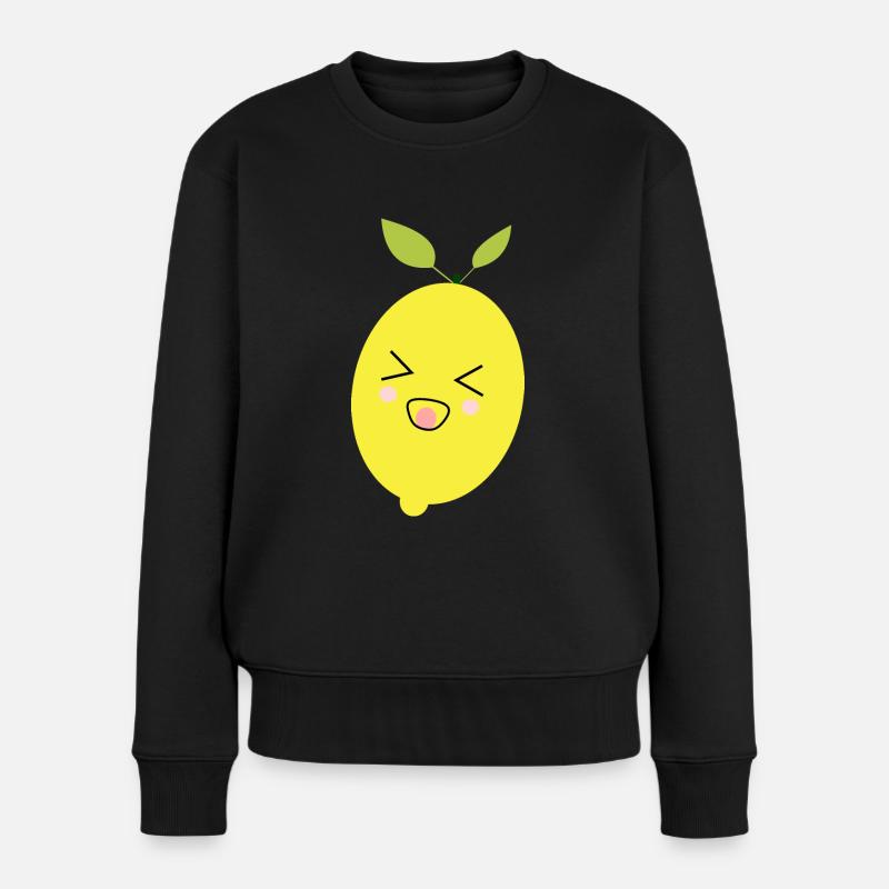 Kawaii Zitrone Kawaii Früchte Kawaii Kinder Design - Frauen Premium Bio Pullover - Schwarz