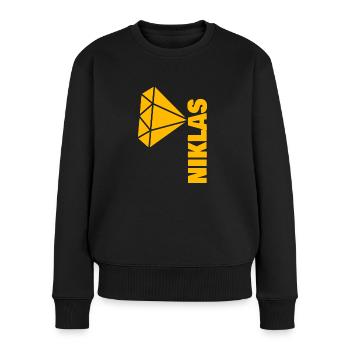 Geschenk für Niklas - Frauen Premium Bio Pullover - Schwarz - Vorne - Julia (174cm)