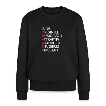 Johanna Name Geschenk - Frauen Premium Bio Pullover - Schwarz - Vorne - Julia (174cm)