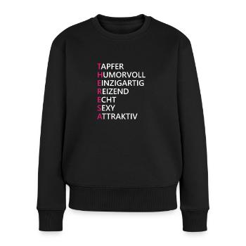 Theresa Name Geschenk - Frauen Premium Bio Pullover - Schwarz - Vorne - Julia (174cm)