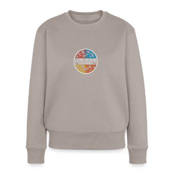 Long Beach Kalifornien Stilvolles Urlaubssouvenir - Frauen Premium Bio Pullover - Taupe - Vorne - Julia (174cm)