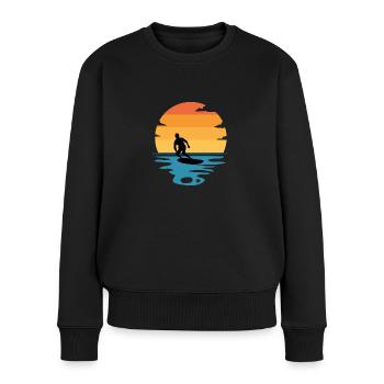 Surfer Surfen Surfing Sonne Retro - Frauen Premium Bio Pullover - Schwarz - Vorne - Julia (174cm)