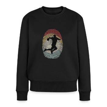 Joueur de Handball Empreinte Digitale Rétro ADN Vintage - Pull Premium bio Femme - noir - Devant - Julia (174cm)