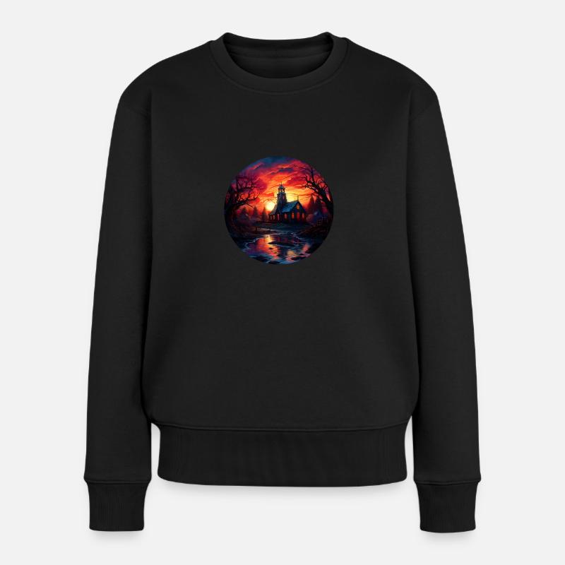 Coucher de soleil fantastique - Pull Premium bio Femme - noir