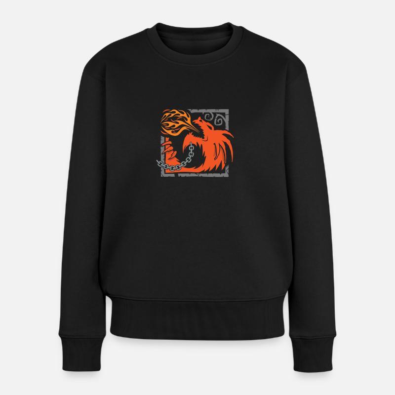 Drachenfeuer - Frauen Premium Bio Pullover - Schwarz
