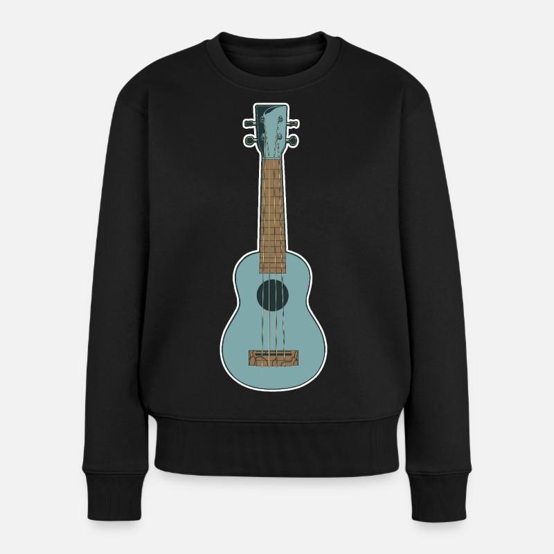 Retro Ukulele - Frauen Premium Bio Pullover - Schwarz
