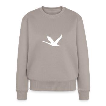 Cygne volant avec des ailes - Pull Premium bio Femme - taupe - Devant - Julia (174cm)